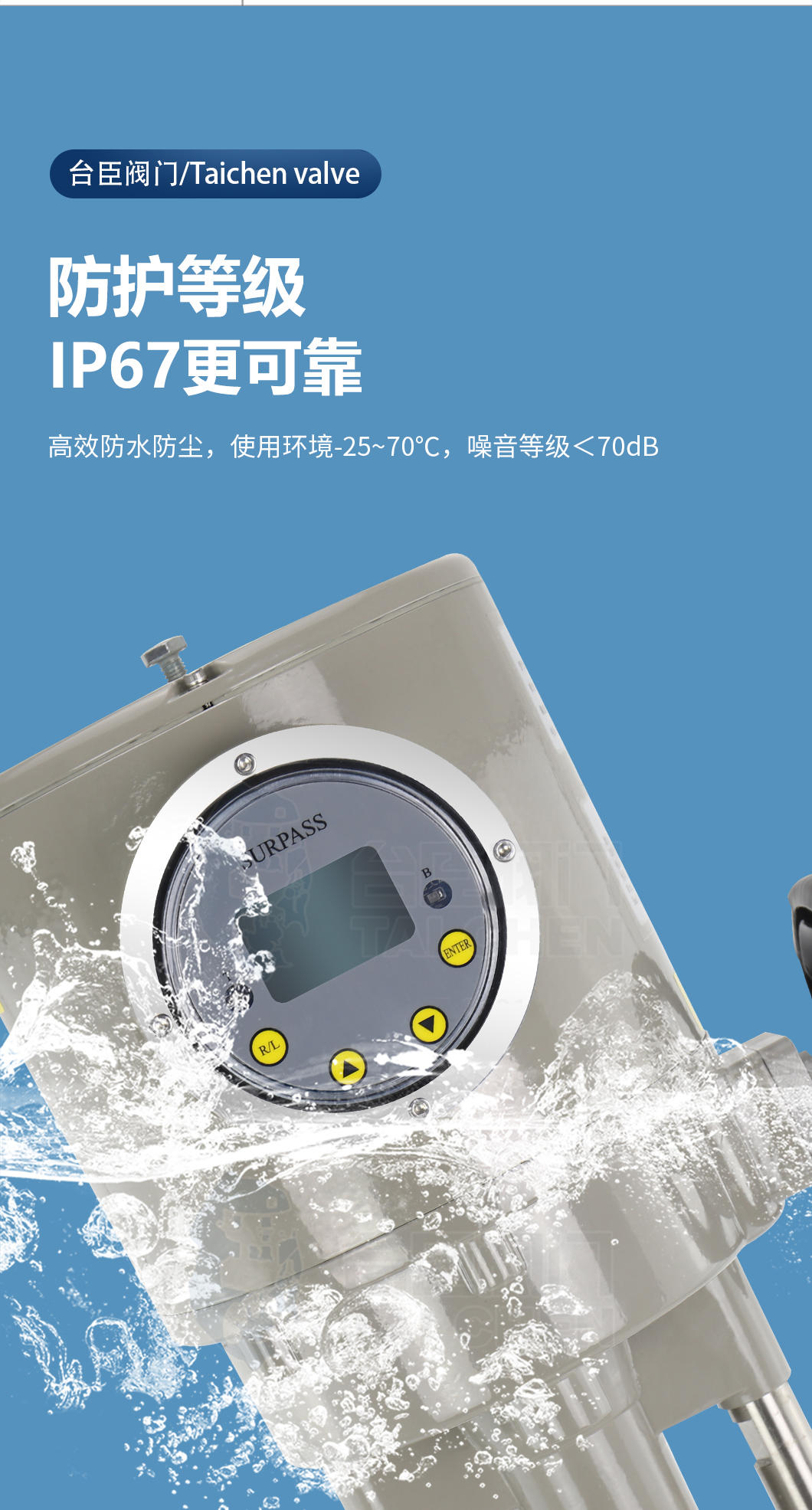 智能型電動執行器防護等級可達到IP67
